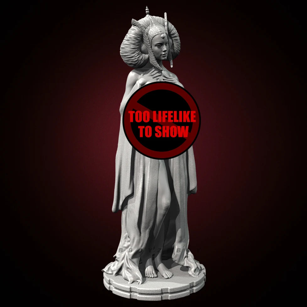75mm Female with Flowing Robes, Resin Model Bust Kit, Unassembled and Unpainted