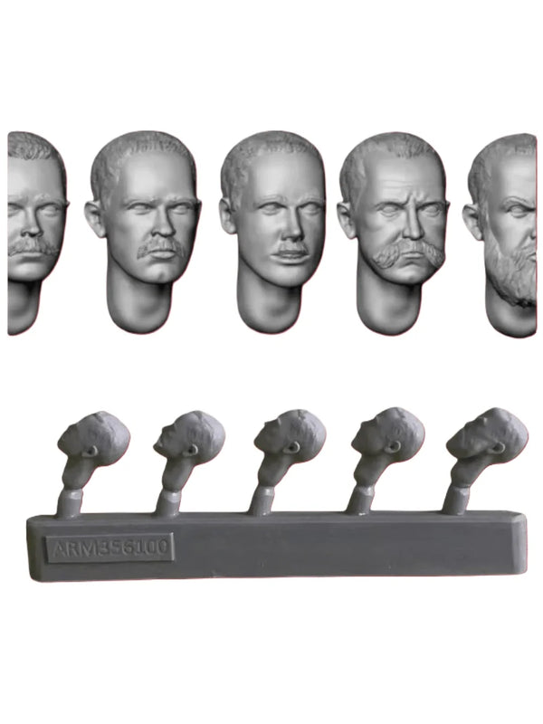 1/35 WWII Military Helmet Heads, 5 Figures, Resin Model Figure Kit, Unassembled and Unpainted