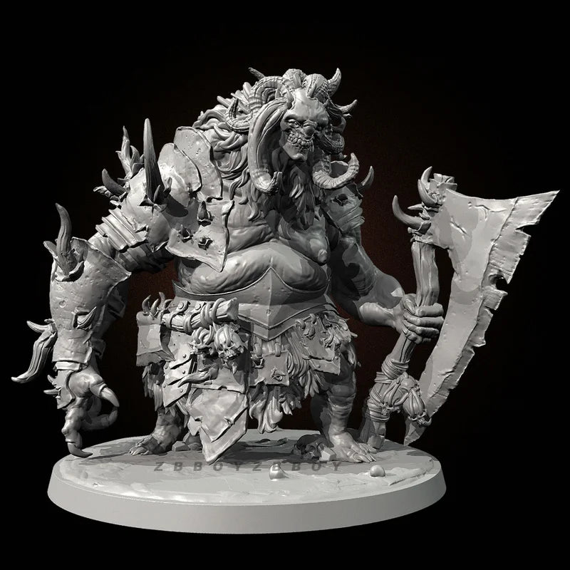 75mm Horned Demon Warlord with Twin Blades, Resin Model Figure Kit, Fantasy Theme, Unassembled and Unpainted
