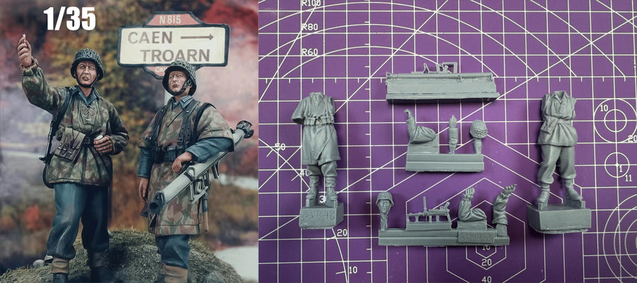 1:35 Casting Resin Model Assembly Kit, GK, 2 Armored Soldiers, Unpainted