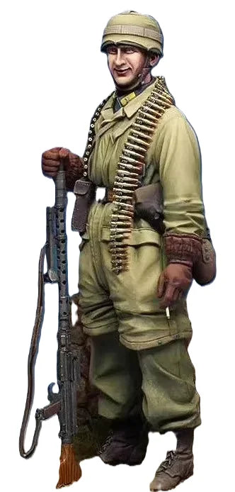 1/16 WWII US Machine Gunner with Ammo Bandolier, Resin Model Figure Kit, Unassembled and Unpainted