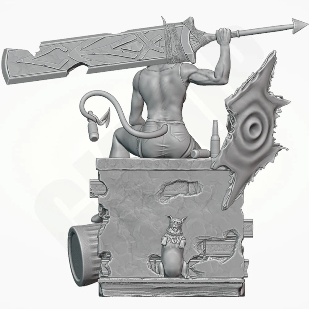1/12 Devil Girl Warrior, Resin Model Figure Kit, Fantasy Theme, Unassembled and Unpainted