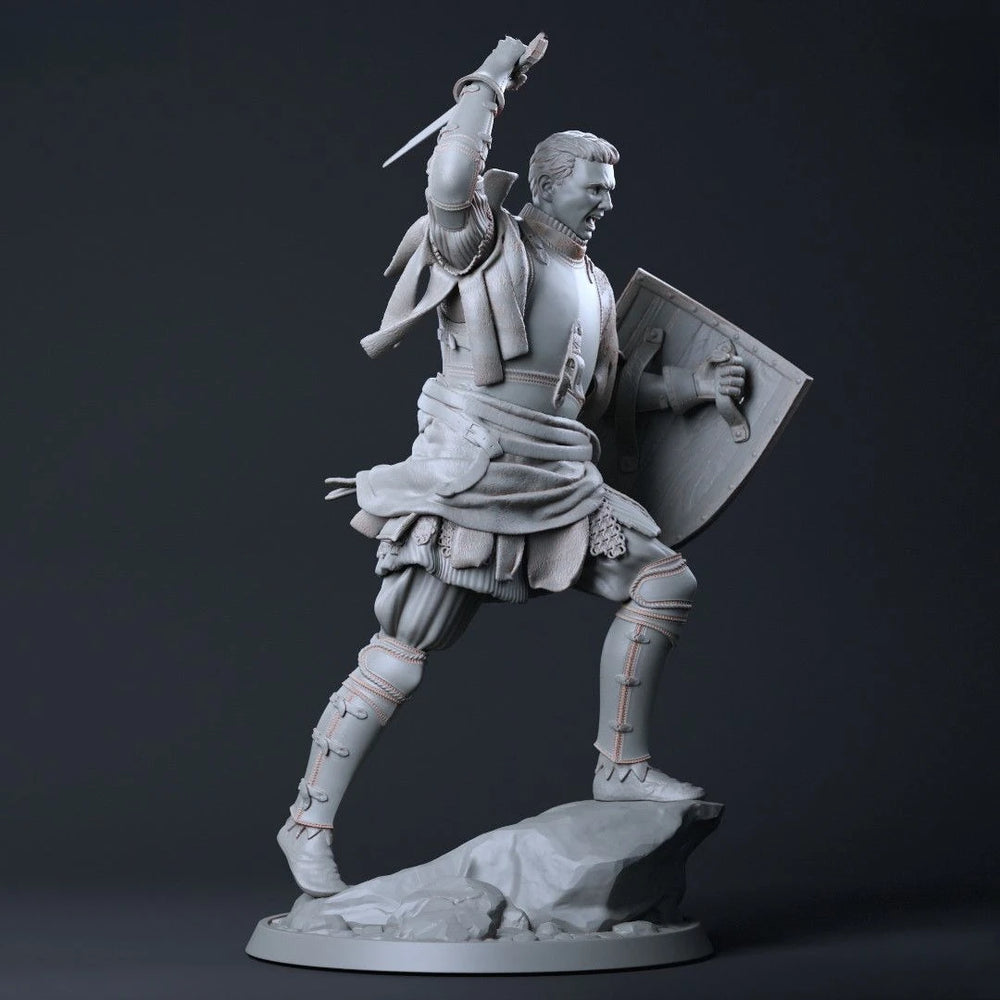 1/9 Bearded Barbarian Warrior with Axe and Shield, Resin Model Figure Kit, Fantasy Theme, Unassembled and Unpainted