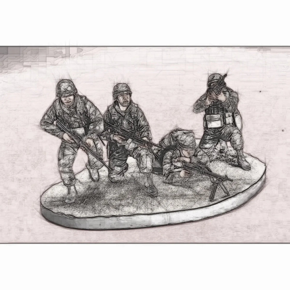 1/35 Modern U.S. Marine Corps Squad, 4 Figures, Resin Model Figure Kit, Unassembled and Unpainted