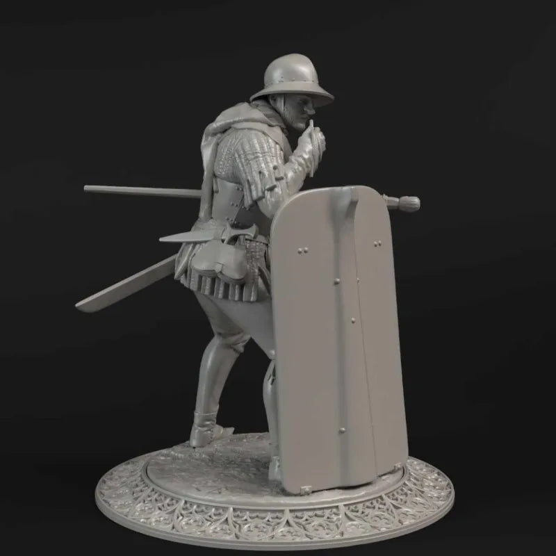 1/24 Medieval Soldier, Resin Model Figure Kit, Unassembled and Unpainted