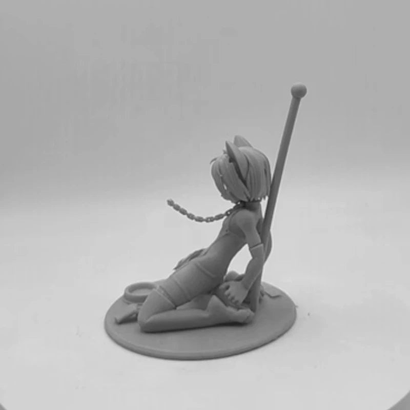 1/24 Demon Cat-Girl with Harness and Chain, Resin Model Figure Kit, Anime Theme, Unassembled and Unpainted