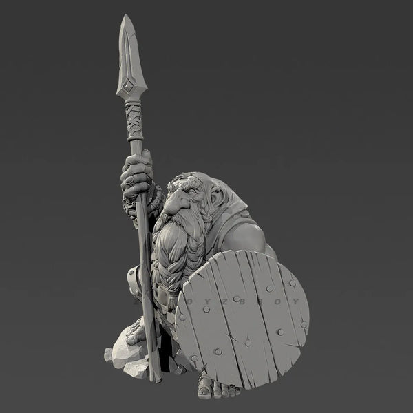 60mm Armored Dwarf with Halberd and Shield, Resin Model Figure Kit, Fantasy Theme, Unassembled and Unpainted