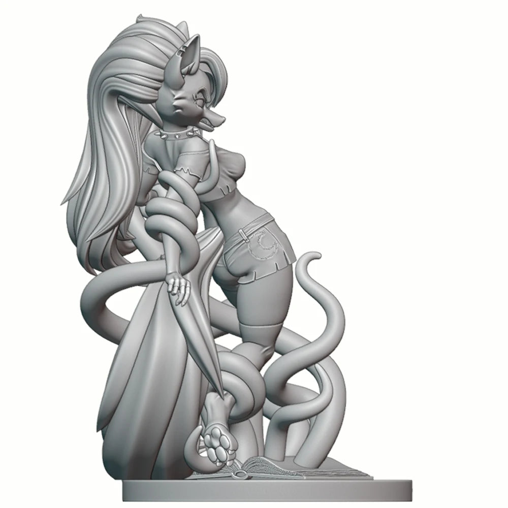 1/24 Dark Magic Wolf Girl, Resin Model Figure Kit, Fantasy Theme, Unassembled and Unpainted