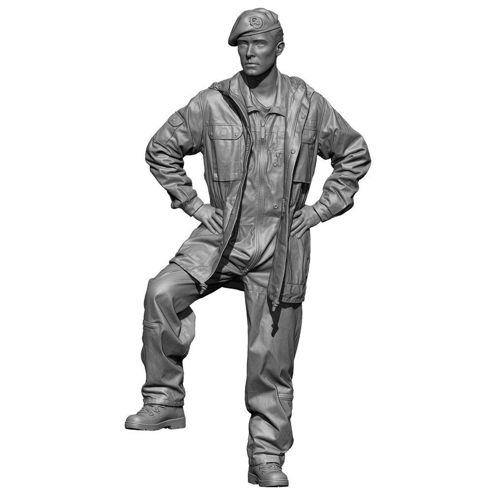 1/35 WWII German Infantryman Hands on Hip, Resin Model Figure Kit, Unassembled and Unpainted