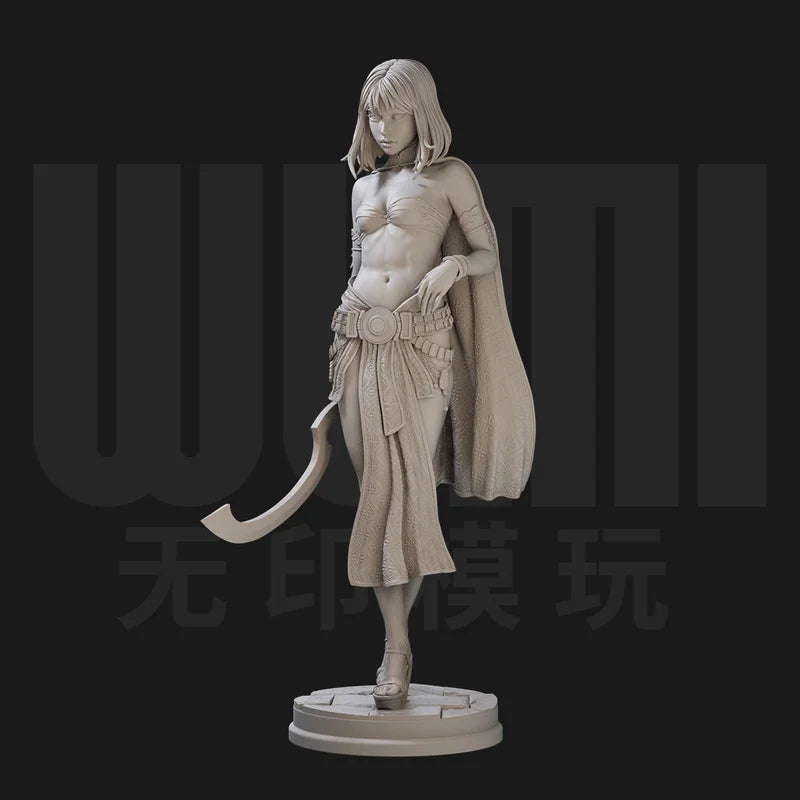 1/24 Female Sorceress with Tail and Flowing Robes, Resin Model Figure Kit, Fantasy Theme, Unassembled and Unpainted