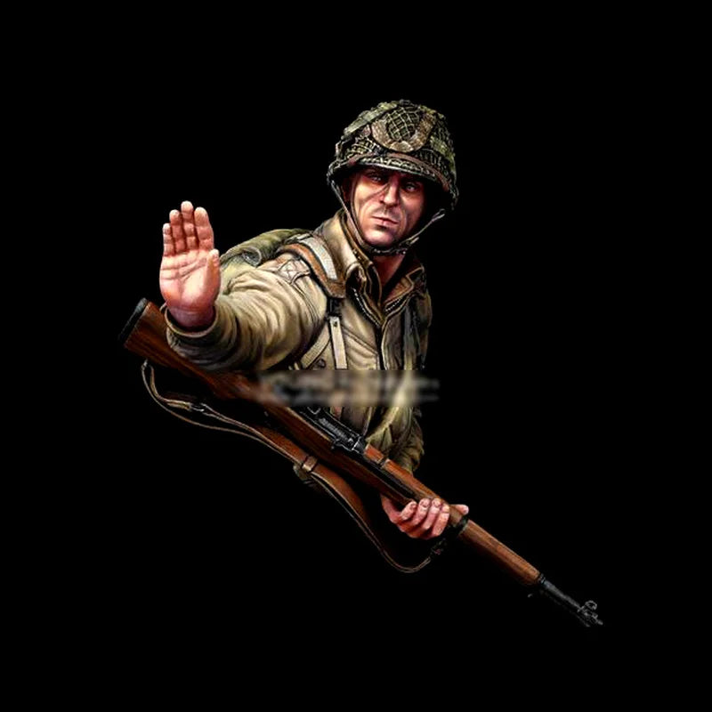 1/10 WWII American Soldier Directing Halt, Resin Model Bust Kit, Unassembled and Unpainted