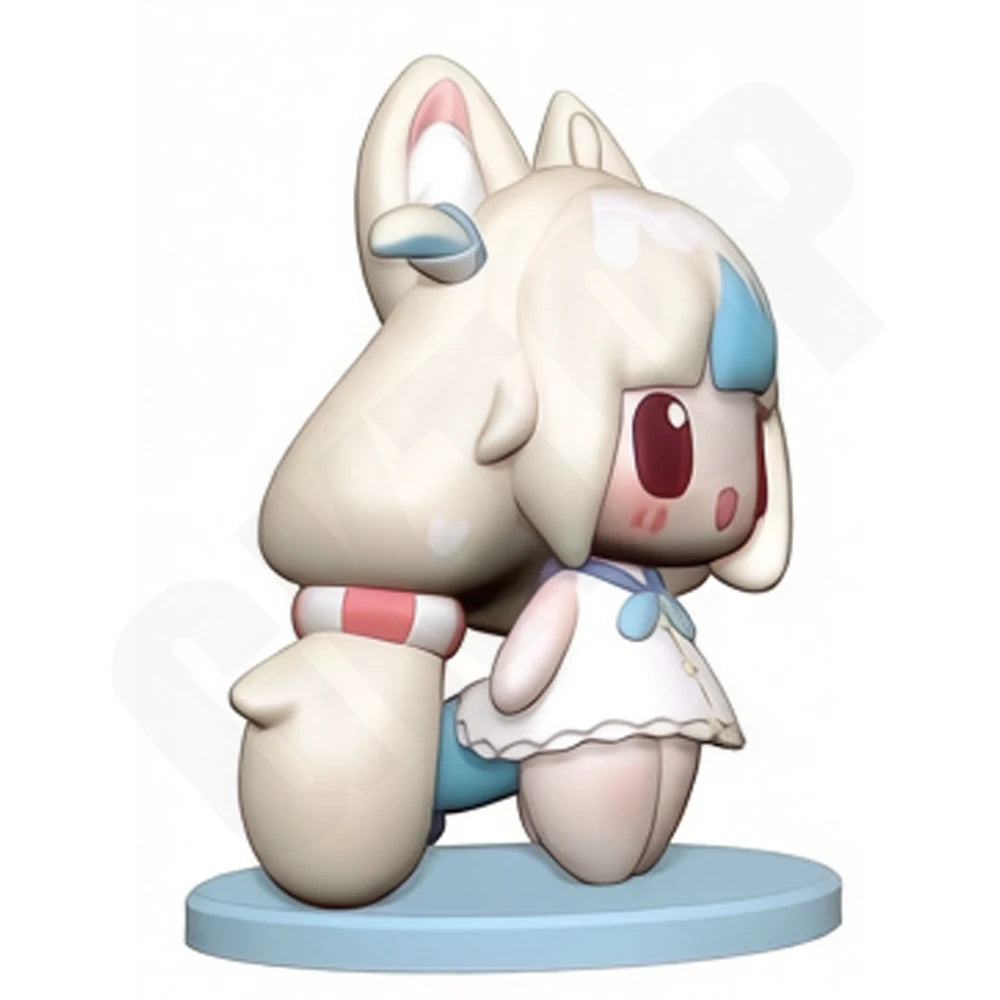 75mm Chibi Girl with Twin Antenna in White Dress, Resin Model Figure Kit, Anime Theme, Unassembled and Unpainted