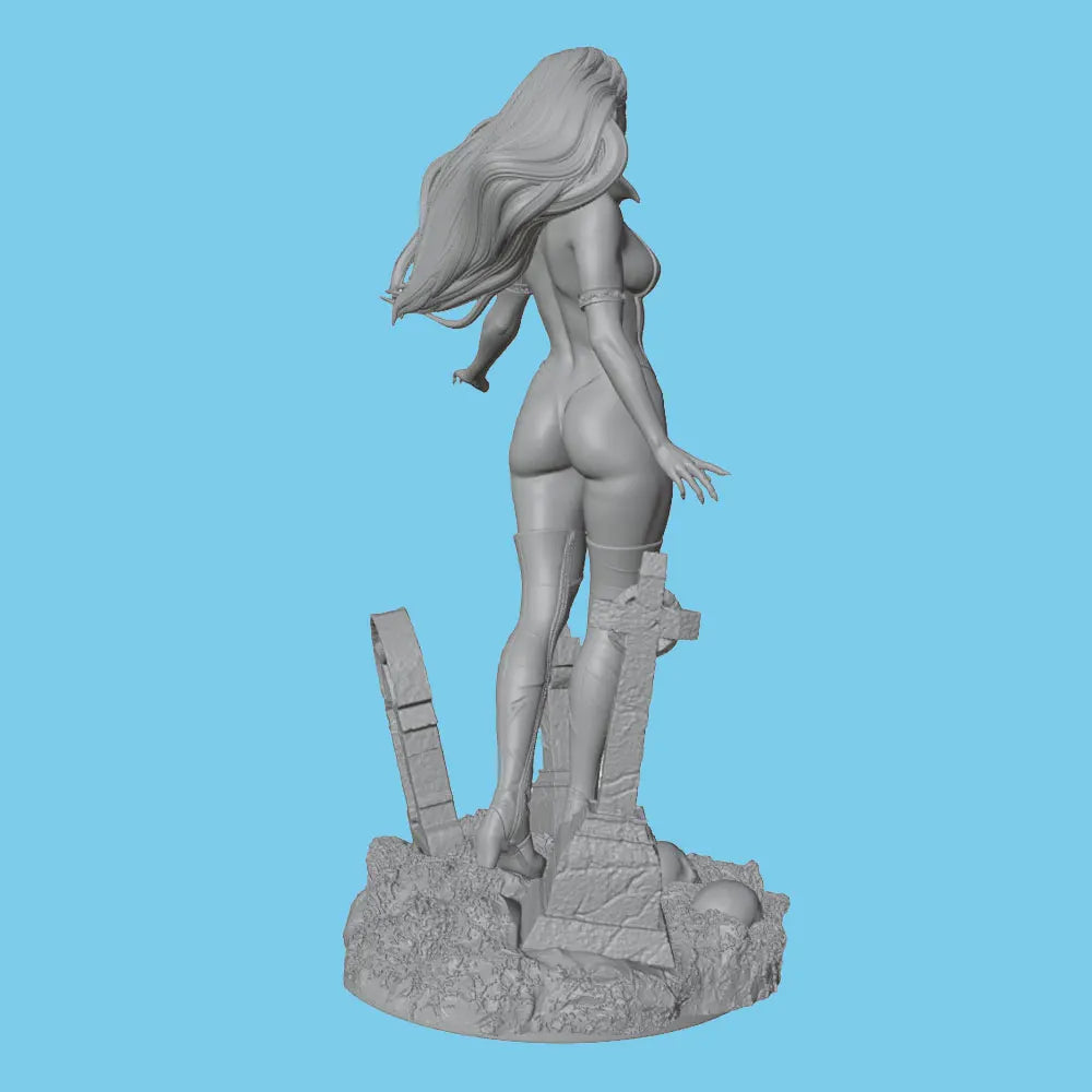 75mm Gothic Cemetery Girl, Resin Model Figure Kit, Fantasy Theme, Unassembled and Unpainted