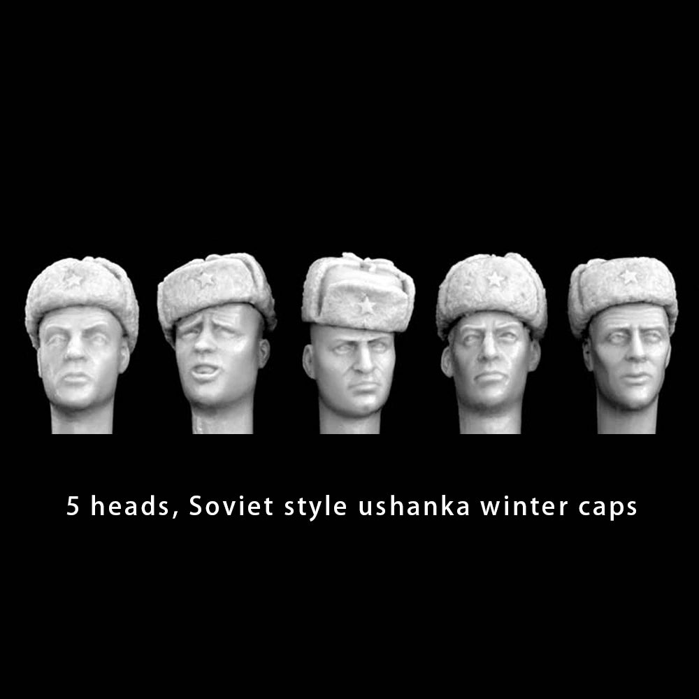 1/35 Cold War Soviet Soldiers in Ushanka Winter Caps, 5 Figures, Resin Model Figure Kit, Unassembled and Unpainted