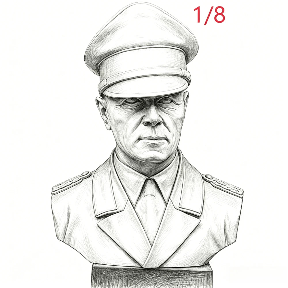 1/8 WWII German Officer, Resin Model Bust Kit, Unassembled and Unpainted