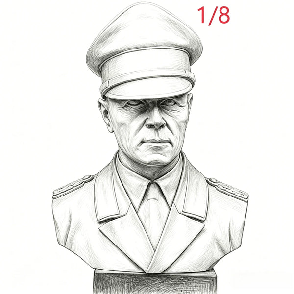 1/8 WWII German Officer, Resin Model Bust Kit, Unassembled and Unpainted