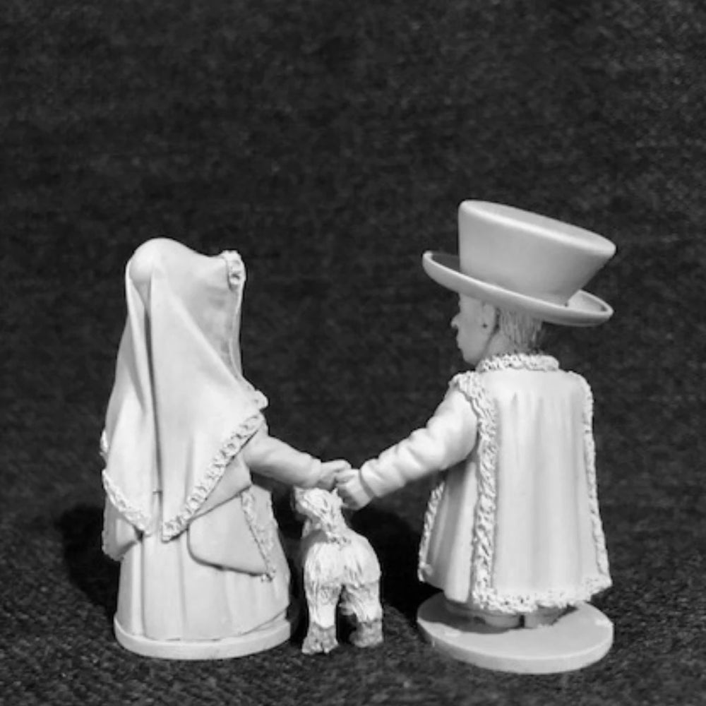 50mm Medieval Renaissance Arnolfini Couple with Dog, 3 Figures, Resin Model Figure Kit, Unassembled and Unpainted