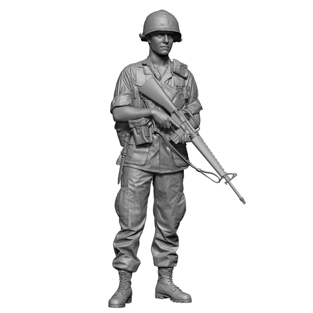 1/35 Vietnam War U.S. Rifleman Standing Alert, Resin Model Figure Kit, Unassembled and Unpainted
