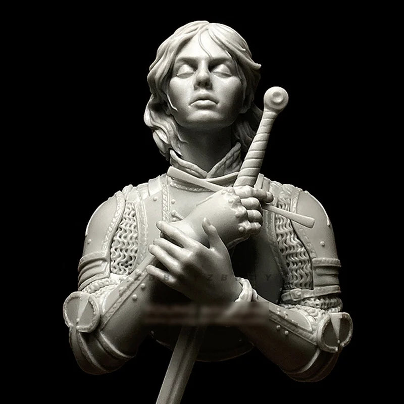 1/10 Medieval Female Knight with Longsword and Armor, Resin Model Bust Kit, Unassembled and Unpainted
