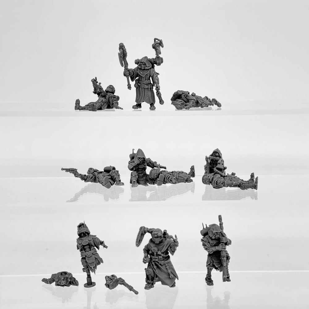 Modern Scavenger Power Armor Soldiers, 9 Figures, Resin Model Figure Kit, Unassembled and Unpainted