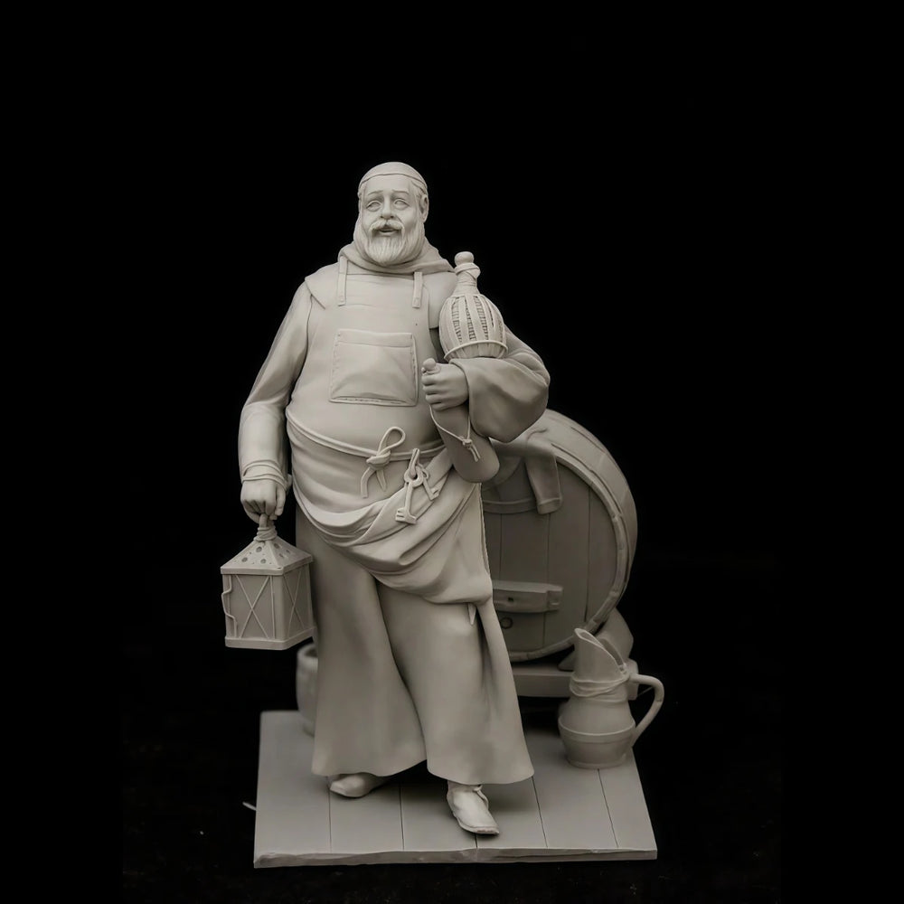 75mm Medieval Monk with Cooking Pots, Resin Model Figure Kit, Unassembled and Unpainted