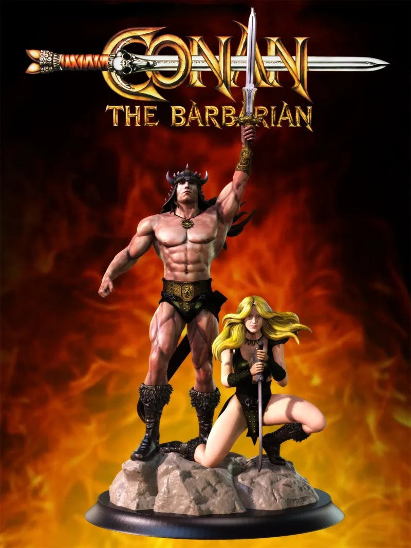 1/24 Barbarian Warrior and Companion, 2 Figures, Resin Model Figure Kit, Fantasy Theme, Unassembled and Unpainted