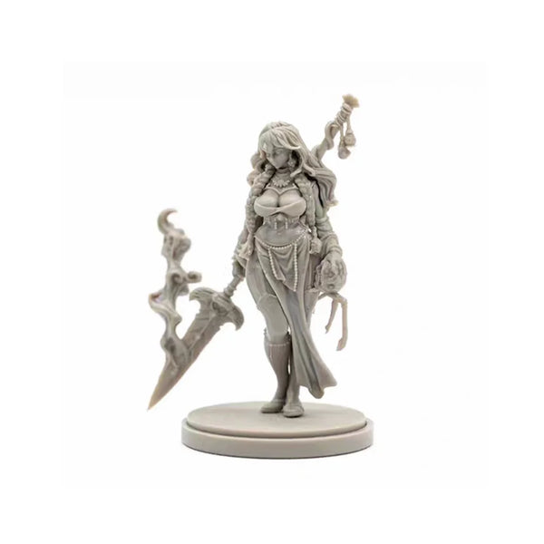 Sorceress with Wyvern Familiar and Staff, Resin Model Figure Kit, Fantasy Theme, Unassembled and Unpainted