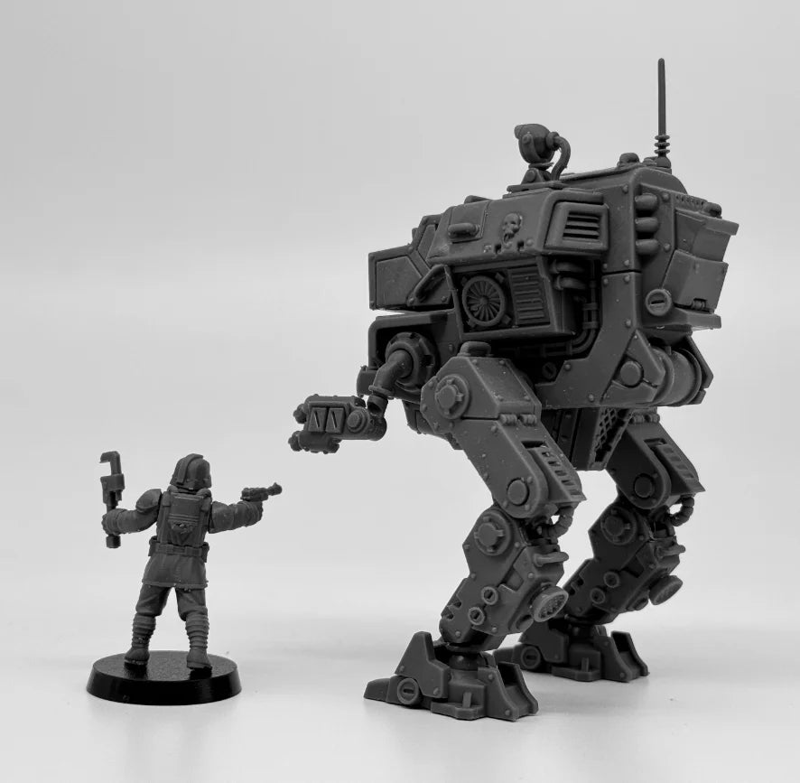 28mm Grimguard Walker MK1, 5 Figures, Resin Model Vehicle Kit, Sci-Fi Theme, Unassembled and Unpainted