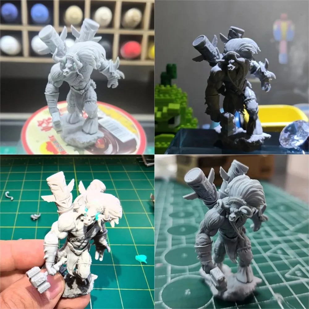 54mm Magic Bull Warrior, Resin Model Figure Kit, Fantasy Theme, Unassembled and Unpainted