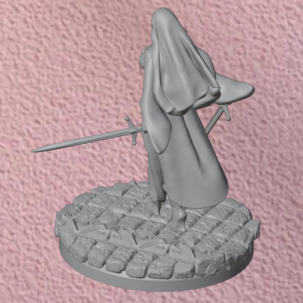 75mm Medieval Sword-Wielding Nun Warrior, Resin Model Figure Kit, Unassembled and Unpainted