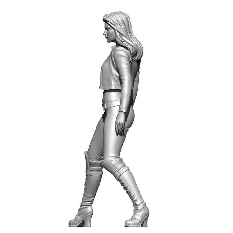1/35 Female Operative with Long Hair and Pistol, Resin Model Figure Kit, Unassembled and Unpainted