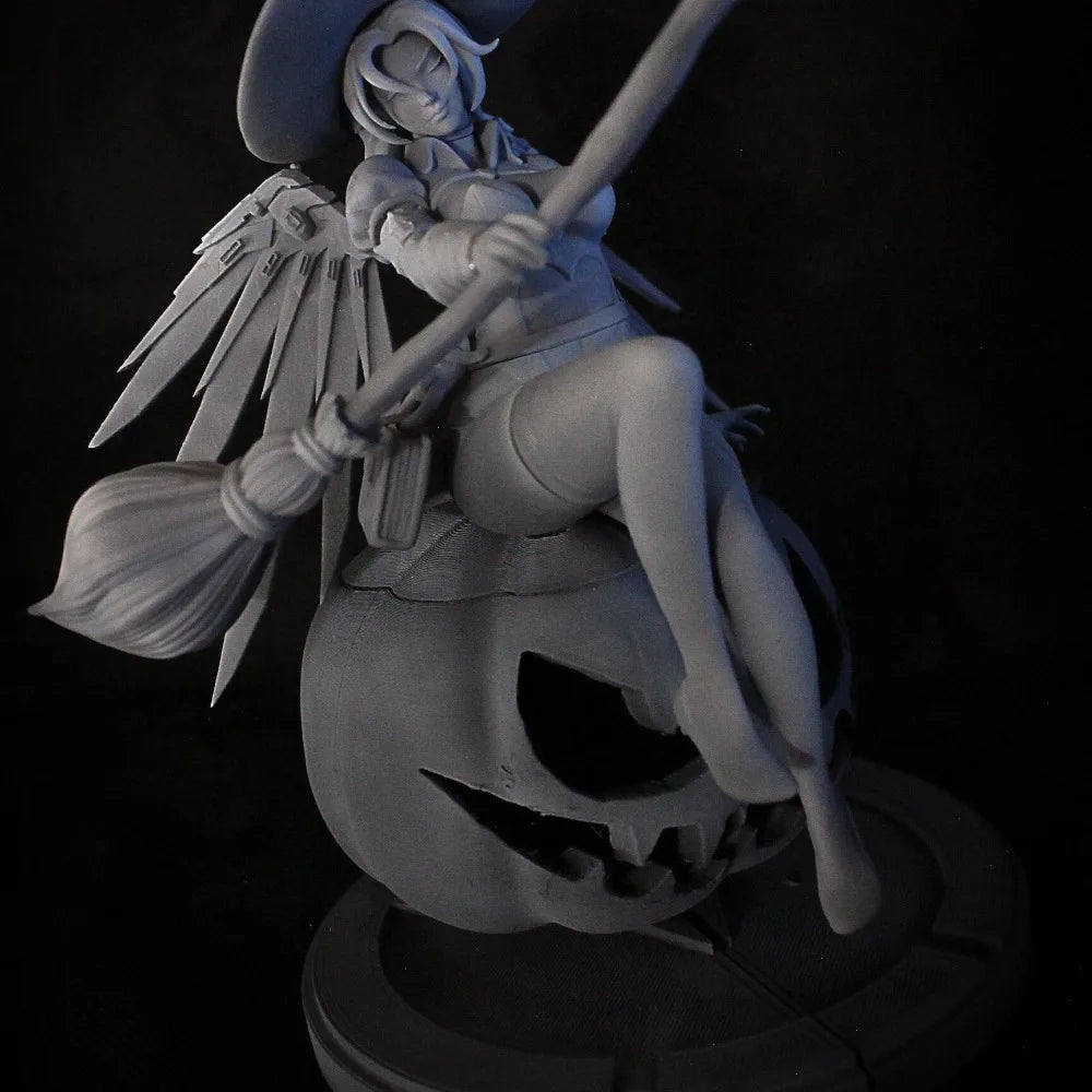 70mm Pumpkin Witch Sorceress, Resin Model Figure Kit, Fantasy Theme, Unassembled and Unpainted
