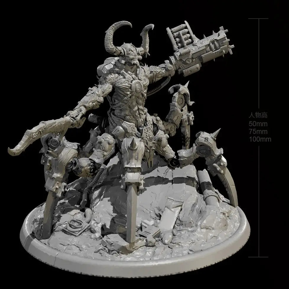 100mm Medieval Evil Demon Warrior, 6 Figures, Resin Model Diorama Kit, Unassembled and Unpainted