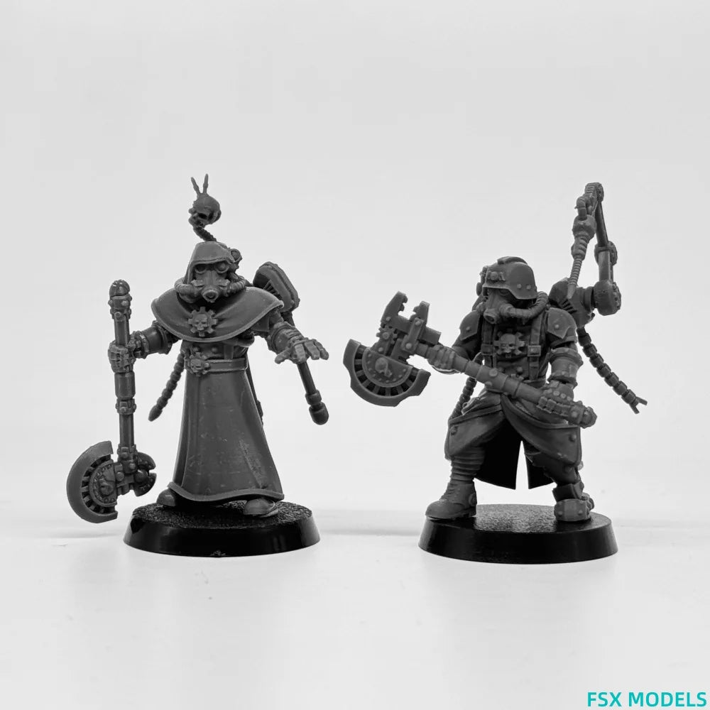 Grim Guard Tech Engineers, 12 Figures, Resin Model Figure Kit, Unassembled and Unpainted