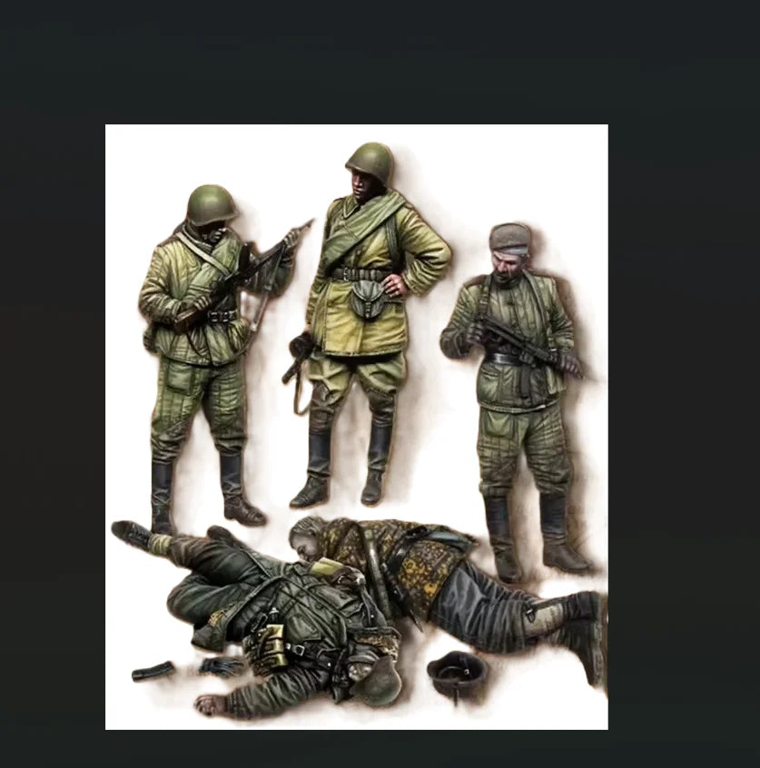 1/35 WWI Infantry Squad with Casualties, 5 Figures, Resin Model Figure Kit, Unassembled and Unpainted