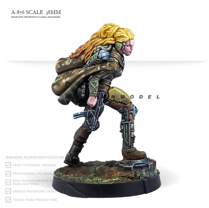 38mm Trooper Female, 2 Figures, Resin Model Figure Kit, Sci-Fi Theme, Unassembled and Unpainted