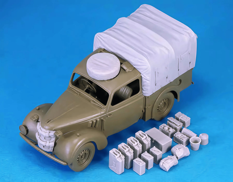 WWII French Light Utility Truck with Canvas Cover 1/35 Resin Vehicle Kit - resin model view 3
