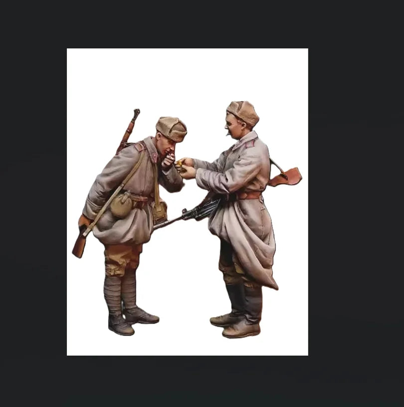 1/35 WWI German Infantry Conversing in Greatcoats, 2 Figures, Resin Model Figure Kit, Unassembled and Unpainted