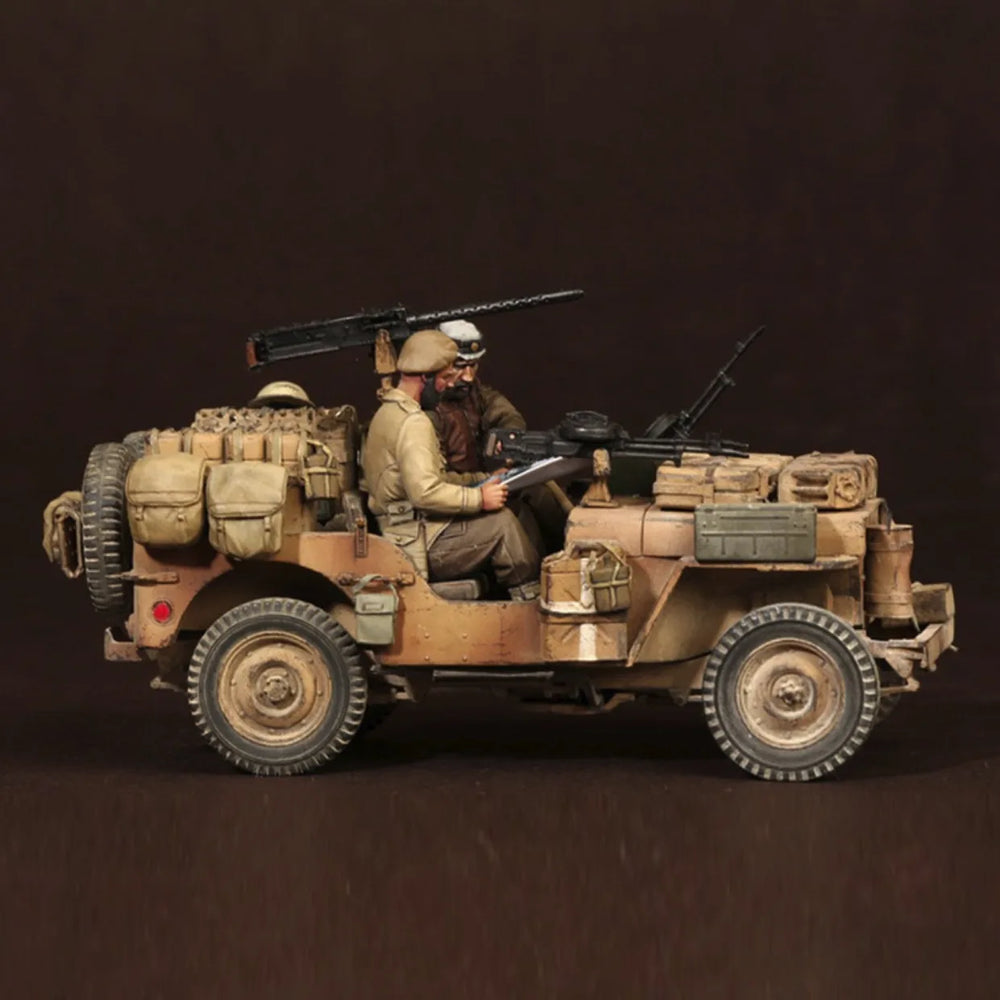 1/35 WWII SAS Jeep, 3 Figures, Resin Model Vehicle Kit, Unassembled and Unpainted