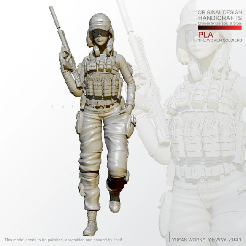 1/24 Modern PLA Female Special Forces, Resin Model Figure Kit, Unassembled and Unpainted