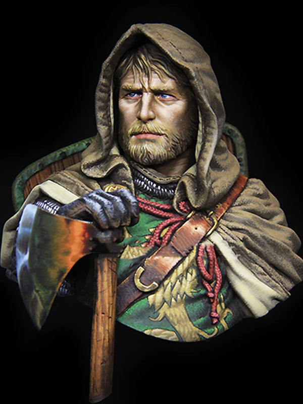 1/10 Medieval Norse Axeman with Hooded Cloak, Resin Model Bust Kit, Unassembled and Unpainted