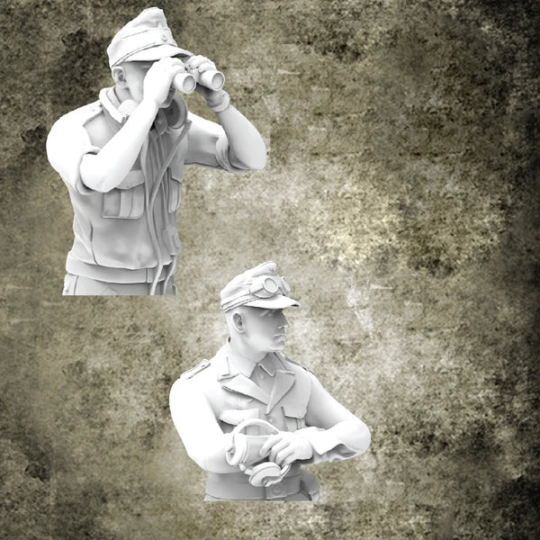 1/35 WWII German Soldier with Binoculars and Rifleman, 2 Figures, Resin Model Figure Kit, Unassembled and Unpainted