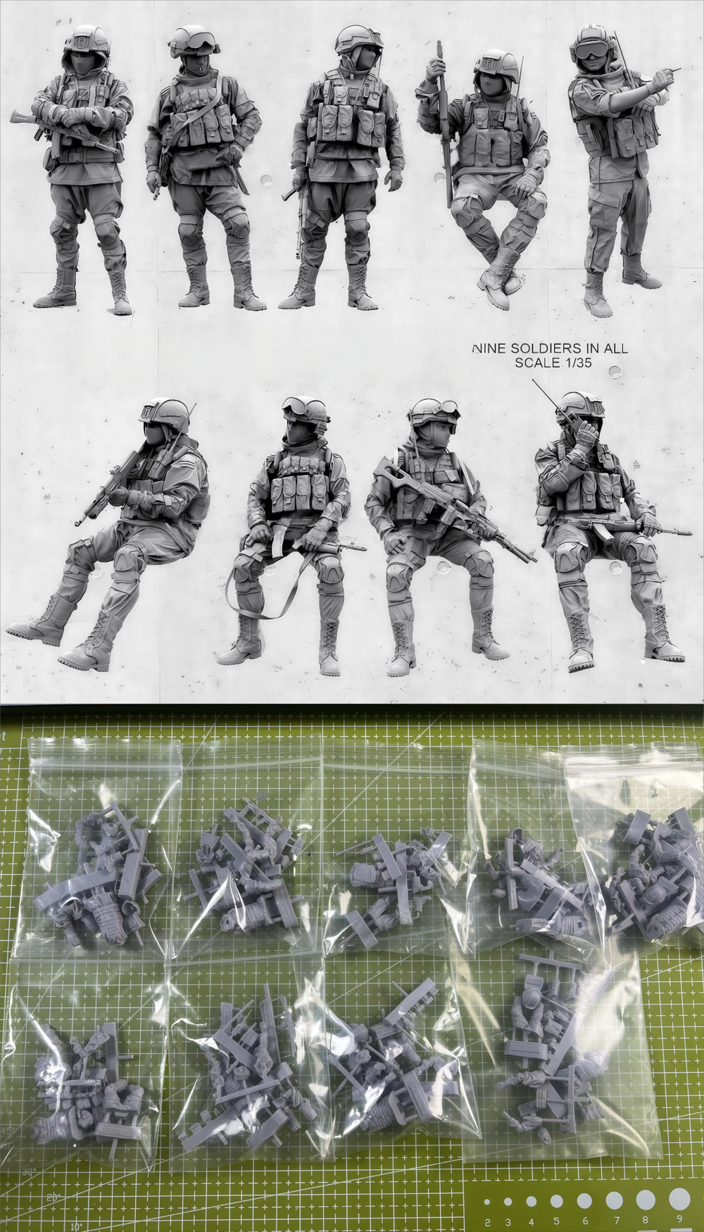 1/35 Modern Tactical Soldiers Urban Assault, 9 Figures, Resin Model Figure Kit, Unassembled and Unpainted