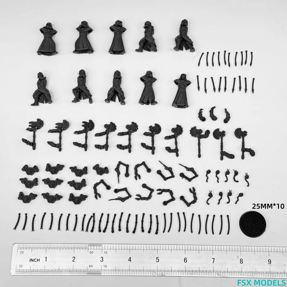 Grim Guard Tech Engineers, 12 Figures, Resin Model Figure Kit, Unassembled and Unpainted