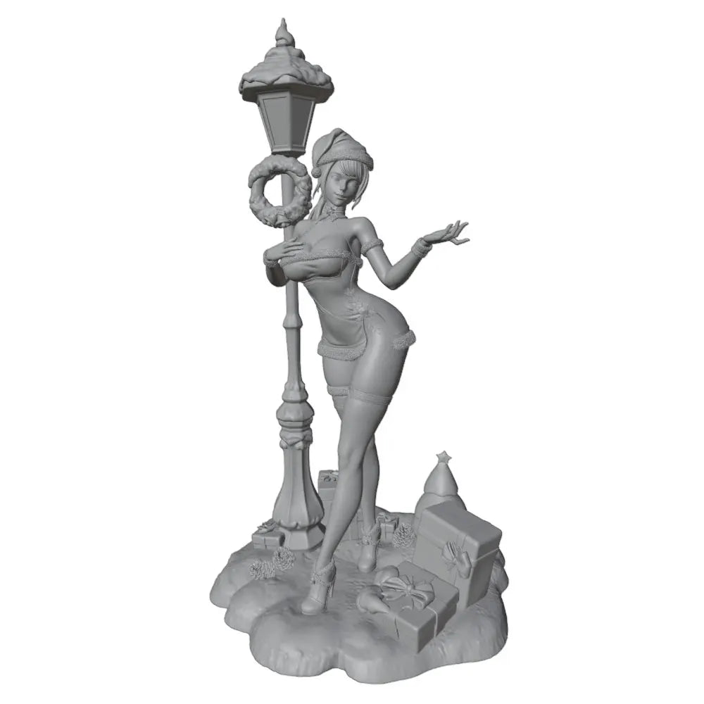 1/24 Glamorous Female with Street Lamp, Resin Model Figure Kit, Anime Theme, Unassembled and Unpainted