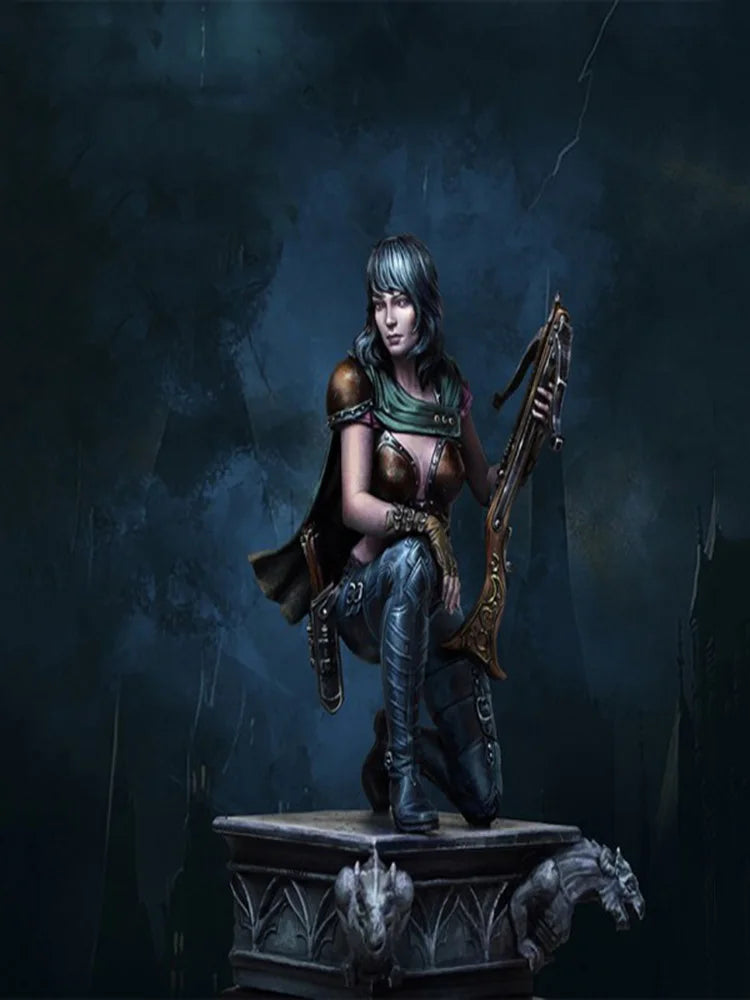 75mm Female Warrior with Crossbow, Resin Model Figure Kit, Fantasy Theme, Unassembled and Unpainted