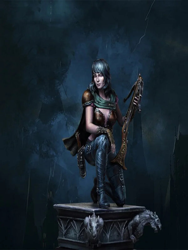 75mm Female Warrior with Crossbow, Resin Model Figure Kit, Fantasy Theme, Unassembled and Unpainted