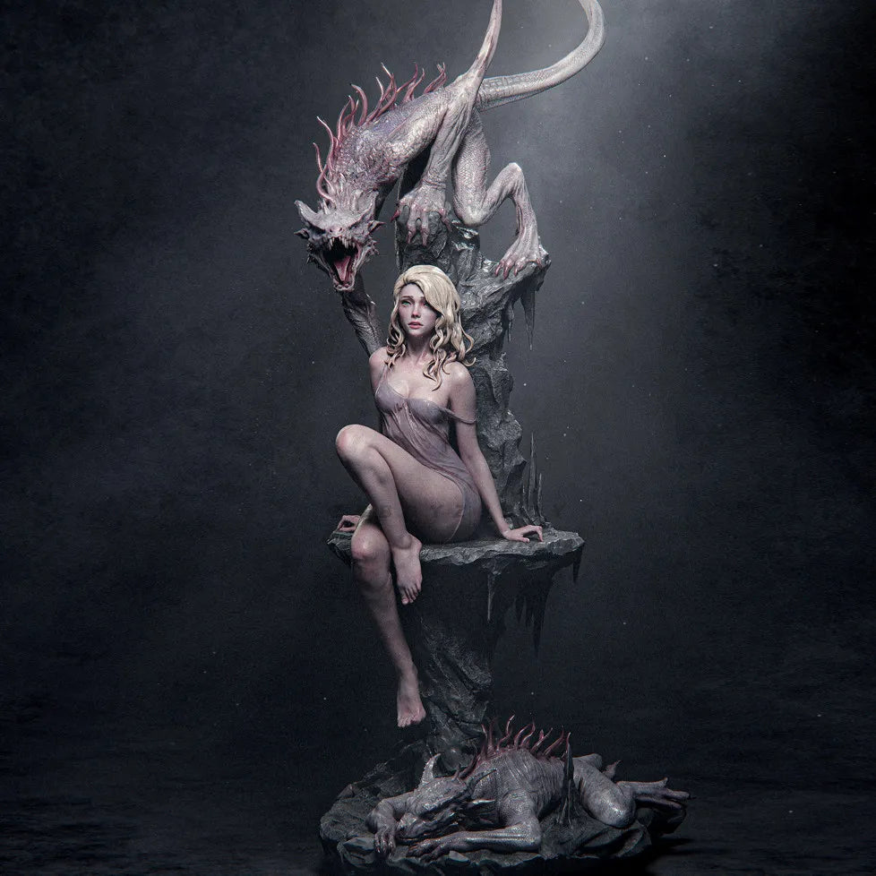 90mm Female Demon Dragon, Resin Model Figure Kit, Fantasy Theme, Unassembled and Unpainted