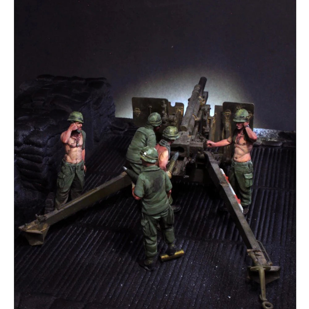 1/35 WWII US Anti-Tank Gun Crew, 5 Figures, Resin Model Figure Kit, Unassembled and Unpainted