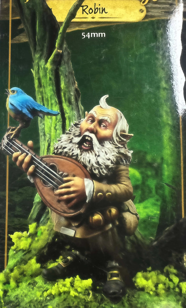 54mm Dwarf Bard with Lute and Blue Bird, Resin Model Figure Kit, Fantasy Theme, Unassembled and Unpainted